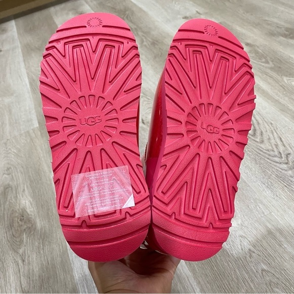 NEW! UGG New Classic Mini Waterproof Clear Boot Hibiscus Pink - Picture 13 of 15